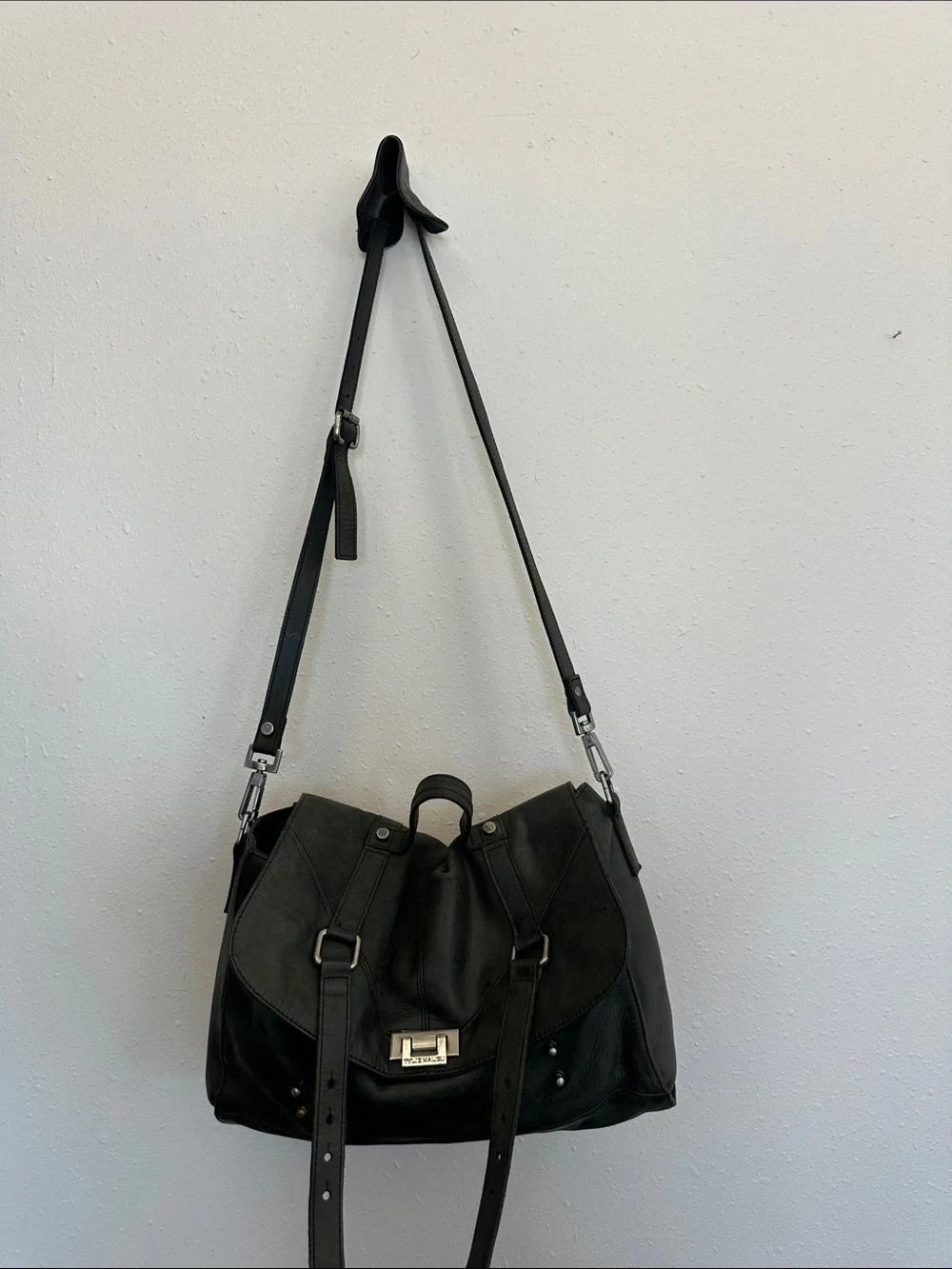 Tylie Malibu Leather Satchel crossbody in Dark Gray y2k style messenger